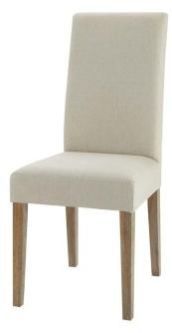 Wood White Fabric Linen And Oak Chair