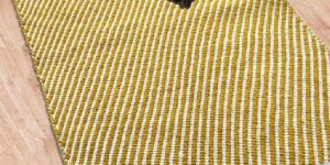 White & Gold Hand Woven Cotton Rugs