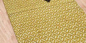 Yellow Hand Flat Woven Pattern Cotton Rugs