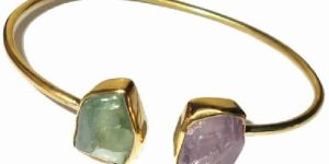 Green Fluorite and Rose Quartz Gemstone Cuff