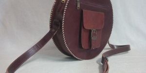 Handmade Round Leather Shoulder Bag