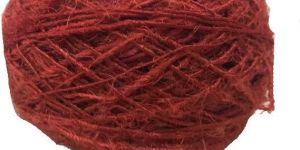 Recycled Sari Silk Yarn Ball in Solid Color: Red(100 GMS)