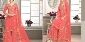 Georgette Fabric Embroidery Zari Work Salwar Suits Dress Material