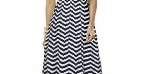 Zigzag Full Stitched Designer Silk Crepe Fabric Print Work Gown