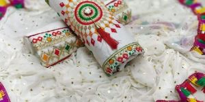 White Fancy Dress Material