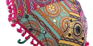 Handmade Bohemian Cotton Fashion Multi Colored Sun Umbrella Embroidery Parasol
