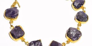 Tanzanite Raw Gemstone Gold Plated Bracelet
