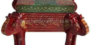 Wooden Multicolor Handcrafted Elephant Shaped Dry Fruit Boxes