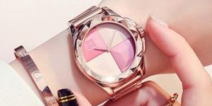 BABY PINK WHITE GOLDEN STRAP WRIST WATCH