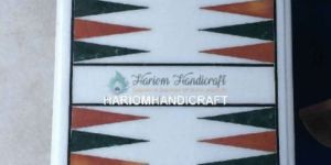 White Marble Backgammon Coffee Table Top