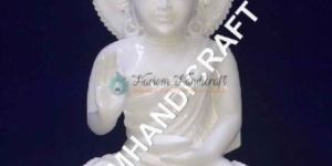 White Marble GAUTAM BUDDHA Sculpture Religious Collectible Home Decor