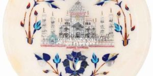 White Marble Taj Mahal Replica Plate