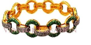 Tsavorite Gemstone Pave Diamond 14k Gold 925 Sterling Silver Bracelet Jewelry