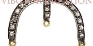 Unique Horse Shoe Pave Diamond 14K Gold Sapphire Gemstone Locket Pendant