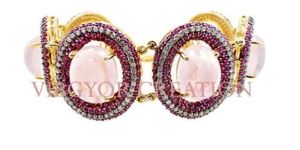 14k Gold 925 Sterling Silver Ruby Quartz Gemstone Bracelet