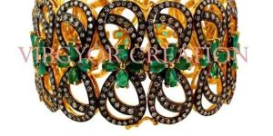 14k Gold 925 Sterling Silver Emerald Gemstone Bracelet