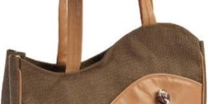 Women Brown Leather Canvas Bag
