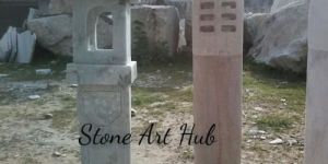 Stone Carved Lamp Post