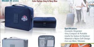 Blue Polyester Cosmetic Make up Travel Bag