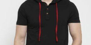 Men Henley Hood T Shirt