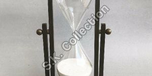 Vintage HOURGLASS White Sand Timer U. LORENZI MILANO Glass Brass Home Ornament