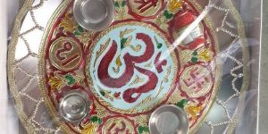 Decorative Meenakari Steel Pooja Thali
