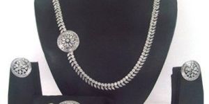 Silver Plated American Diamond Jewellery Set