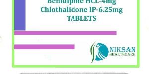 BENIDIPINE HCL 4MG CHLOTHALIDONE IP 6.25MG TABLETS