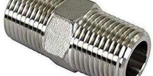 Silver Stainless Steel Hex Nipple