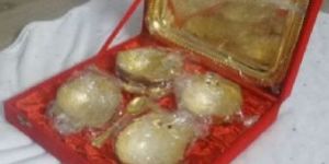 Silver And Gold Plated Brass Bowl And Tray Set