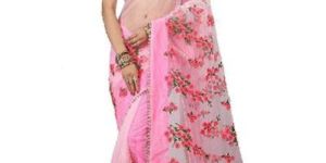 Pink Net Saree