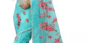 Sky Blue Net Saree