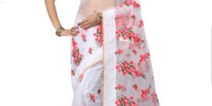 White Net Saree