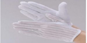 White Unisex ESD PVC Dotted Gloves