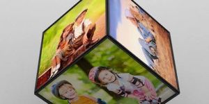 Plain Multicolor Rotating Cube Photo Frame