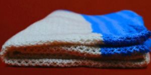 White & Blue Merino Knitted Shrug