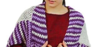 White & Purple Merino Knitted Shrug