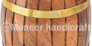 Wooden Barrel Shaped Coin Bank