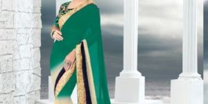 Ami Varsha Fashion Womens Georgette Saree with Embroidery Blouse Piece