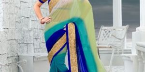 Ami Varsha Fashion Womens Georgette Saree with Embroidery Blouse Piece