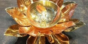 Lotus Shaped Copper & Brass Diya