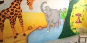 Wall Art for Kindergarten Playschool Wall Painting