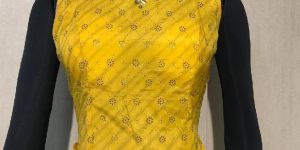 Yellow Cut Sleeves Blouse