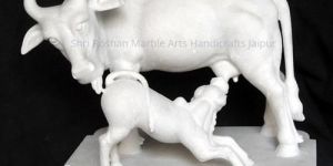White Marble Cow Statue