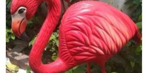 Fiber Red Ostrich Bird Statue