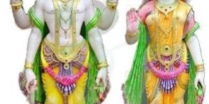 Multicolor Marble Laxmi Narayan Statue