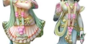Multicolor Marble Radha Krishna Statue