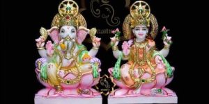 Marble Ganesh Lakshmi Statue