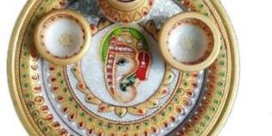 Designer Marble Pooja Thali