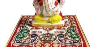 Multicolor Marble Ganpati Chowki